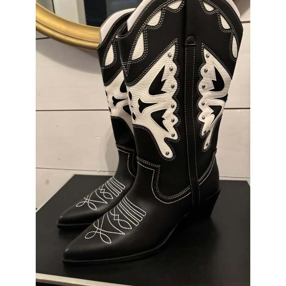 New in box Madden Girl womens size 9 black white western cowboy boots